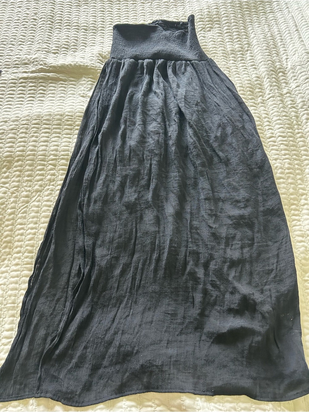 Black Maxi Skirt swim cover with Smocked Waist